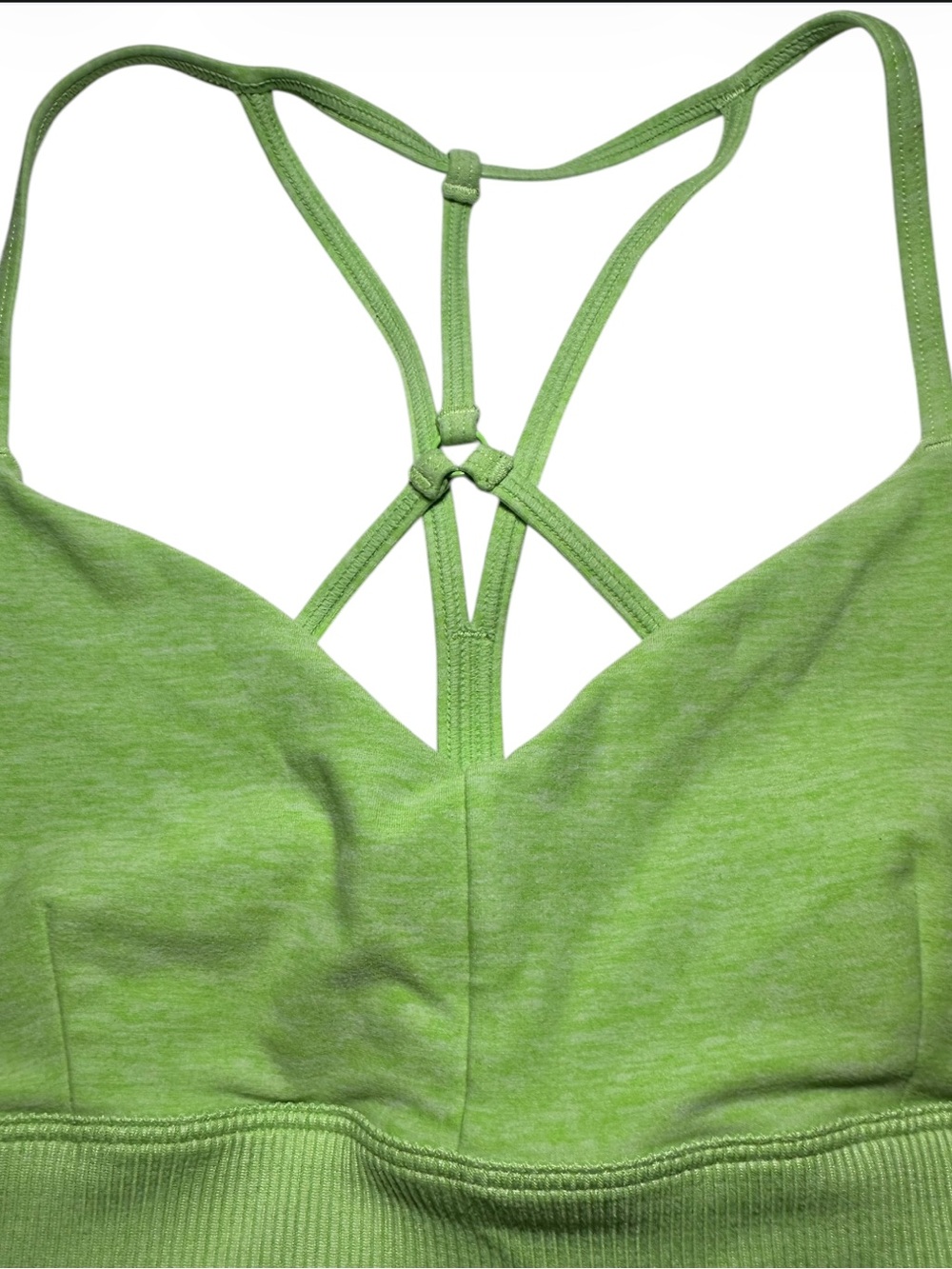 Alo Yoga Alosoft Lavish Bra Neon Lime Heather Green Strappy S - Picture 11 of 17